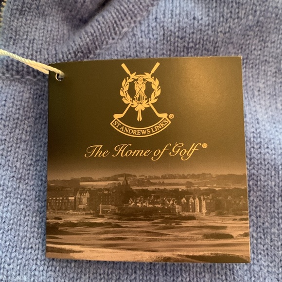 NWT St. Andrew’s Old Course Quarter Zip Wool Sweater in Ocean Blue - Picture 5 of 10